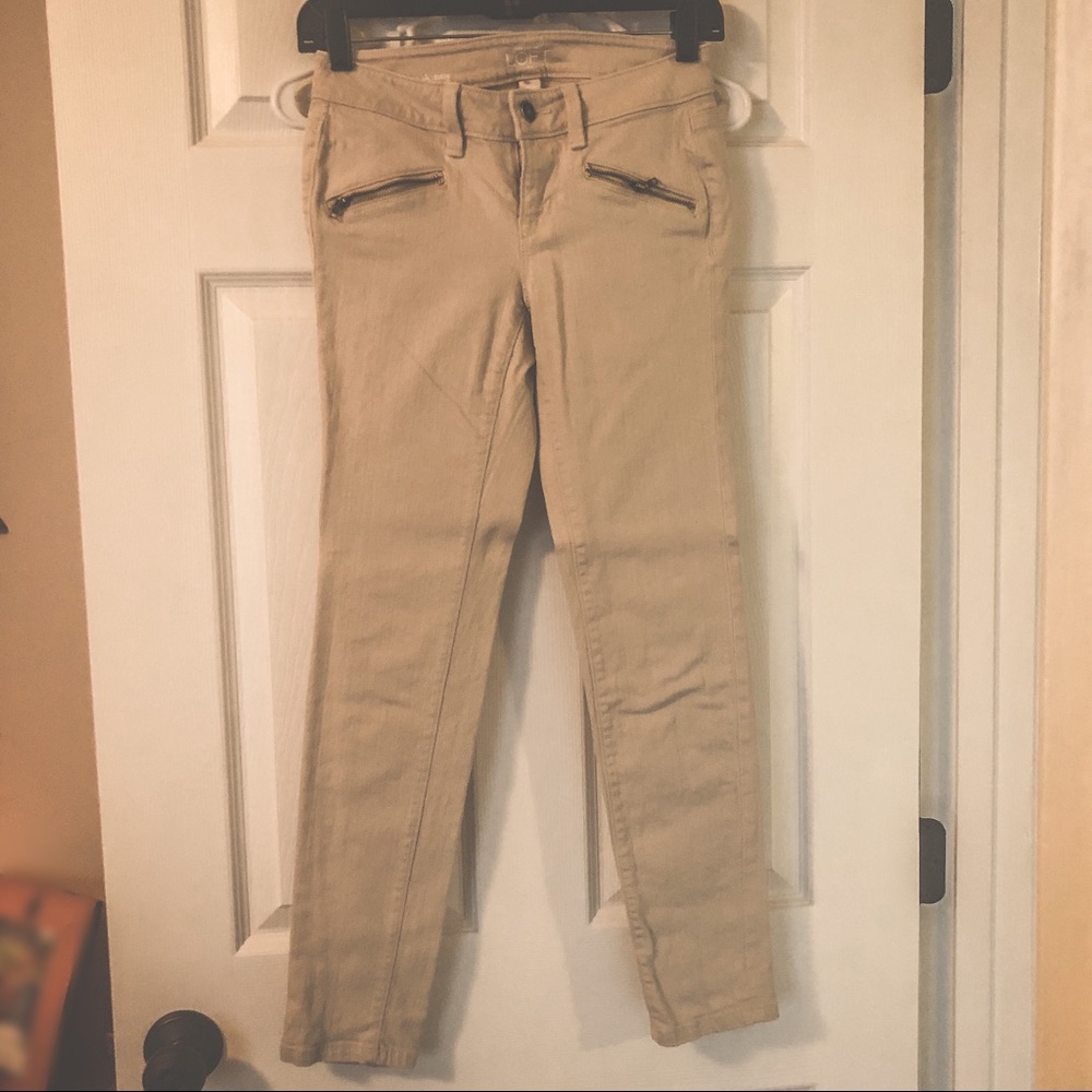 LOFT Tan Textured Skinny Jeans